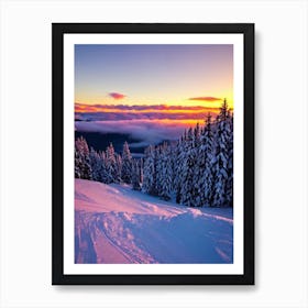 Pas De La Casa, Andorra Sunrise Skiing Poster Art Print