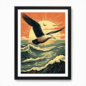 Vintage Bird Linocut Albatross 3 Art Print