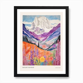 Mount Rainier United States 2 Colourful Mountain Illustration Poster Art Print