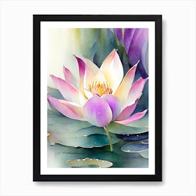 Sacred Lotus Watercolour 1 Art Print