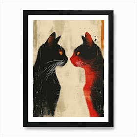 Two Cats Facing Each Other Art Print