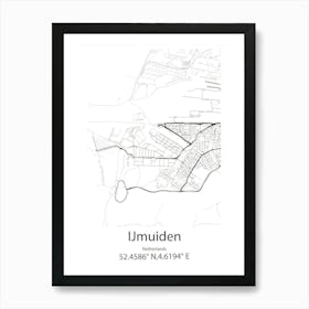 Ijmuiden,Netherlands Minimalist Map Art Print