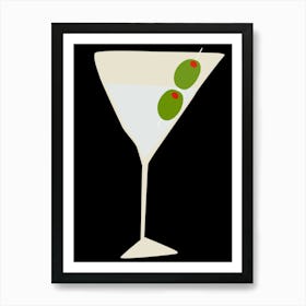 Martini With Olivescocktail  Kitchen Ilustration Art Print