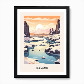 Vintage Winter Travel Poster Iceland 2 Art Print