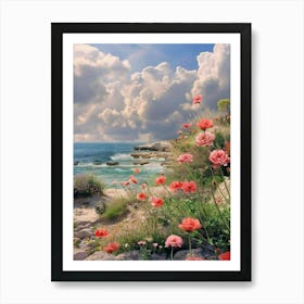 Paradise Island | Blue Sky Coastal Tropical Beautiful Landscape Scenery Painting | Contemporary Art Print for Feature Wall | Vibrant Beautiful Wall Decor in HD Art Print