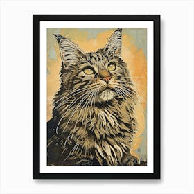 Maine Coon Relief Illustration 1 Art Print