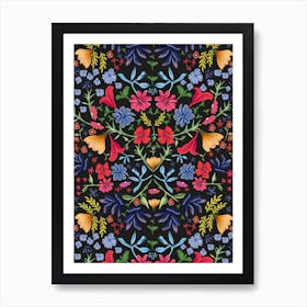 Colorful Ditsy Floral Art Print