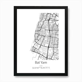 Bat Yam,Israel Minimalist Map Art Print