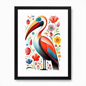 Scandinavian Bird Illustration Brown Pelican 3 Art Print