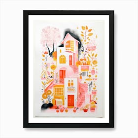 A House In Istanbul, Abstract Risograph Style 2 Art Print