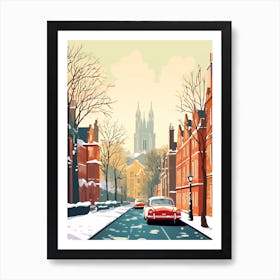 Vintage Winter Travel Illustration Cambridge United Kingdom 3 Art Print