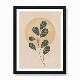 Round Leafs In The Sunset, Yellow Art Print