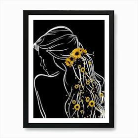 Sunflowers In The Hair Art Print