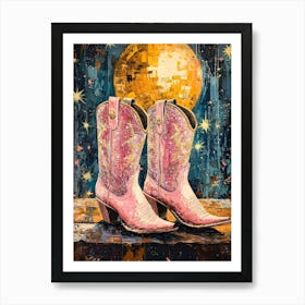 Pink Sparkly Cowgirl Boots 6 Art Print