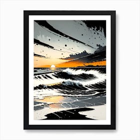 'Sunset At The Beach' 1 Art Print