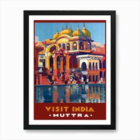 India, Muttra, Vintage Travel Poster Art Print