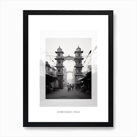 Poster Of Ahmedabad, India, Black And White Old Photo 3 Art Print