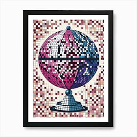 Disco Ball On A Mosaic Background Art Print