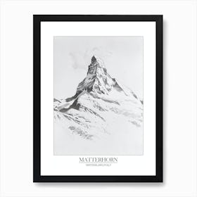 Matterhorn Switzerland Italy Line Drawing 1 Poster 2 Art Print