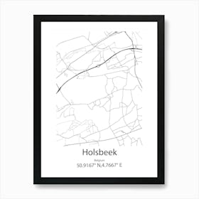 Holsbeek,Belgium Minimalist Map Art Print