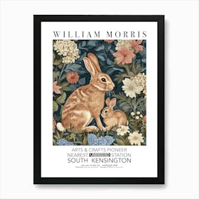 William Morris Print Rabbit Bunny Portrait Valentines Mothers Day Gift Spring Art Print