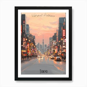 Tokyo, minimalist soft tones palette, watercolor poster Art Print