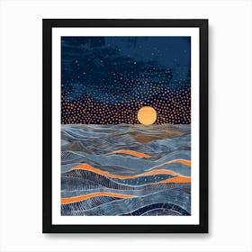 Moon Over The Ocean 2 Art Print