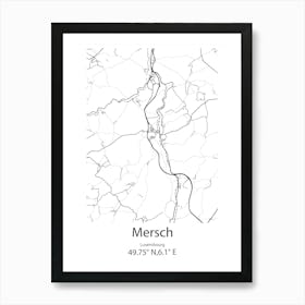 Mersch,Luxembourg Minimalist Map Art Print