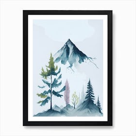 Mountain And Forest In Minimalist Watercolor Vertical Composition 288 Art Print