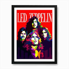 Led Zeppelin British Classic Rock And Blues Music Pop Art WPAP Art Print