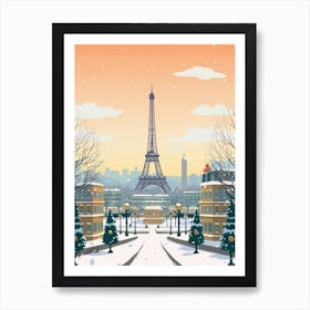 Retro Winter Illustration Paris France 1 Art Print