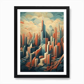 Chicago, Usa, Geometric Illustration 3 Poster