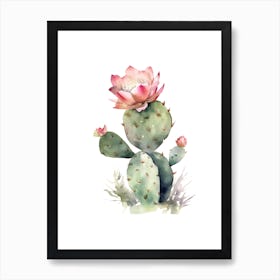 Silver Torch Cactus Watercolour Drawing 1 Art Print