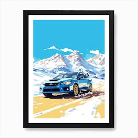 A Subaru Impreza In The Route Des Grandes Alpes Illustration 2 Art Print