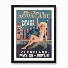 Aquacade, Great Lakes, Cleveland Vintage Travel Poster Art Print