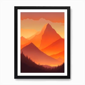 Misty Mountains Vertical Composition In Orange Tone 272 Art Print