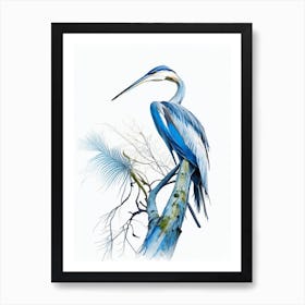 Blue Heron In Tree Impressionistic 1 Art Print