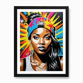 Graffiti Mural Of Beautiful Hip Hop Girl 14 Art Print