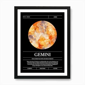 Amber Crystal Gem, Gemini Zodiac Sign Art Print