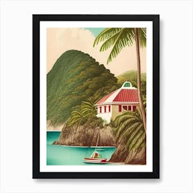 Bequia Island Saint Vincent And The Grenadines Vintage Sketch Tropical Destination Art Print