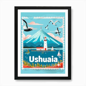 Nzme8932 Create A Minimalistic Postage Stamp Of Ushuaia Art Print