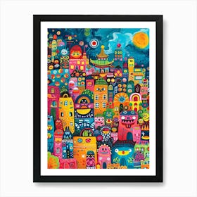 Kitsch Colourful Cityscape 2 Art Print