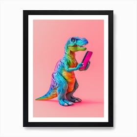 Toy Dinosaur On The Phone 1 Art Print