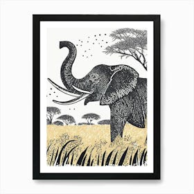 A Mighty Elephant Trumpet Among Savannah Grasses 1 Art Print