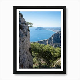 View of the Mediterranean coast from the top of a mountain Art Print