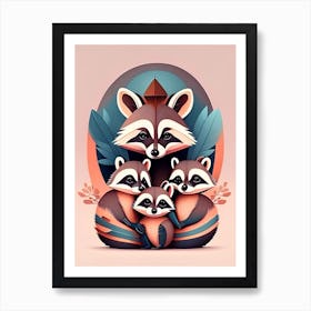Raccoon Family Art Print