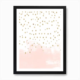 Baby Pink Stroke with Gold Spots Art Print