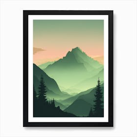 Misty Mountains Vertical Composition In Green Tone 70 Art Print