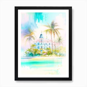 Grand Bahama Island Bahamas Watercolour Pastel Tropical Destination Art Print