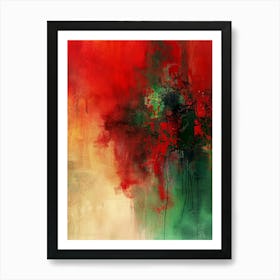 Abstract Painting, Oil On Canvas, Red Color 1 Art Print